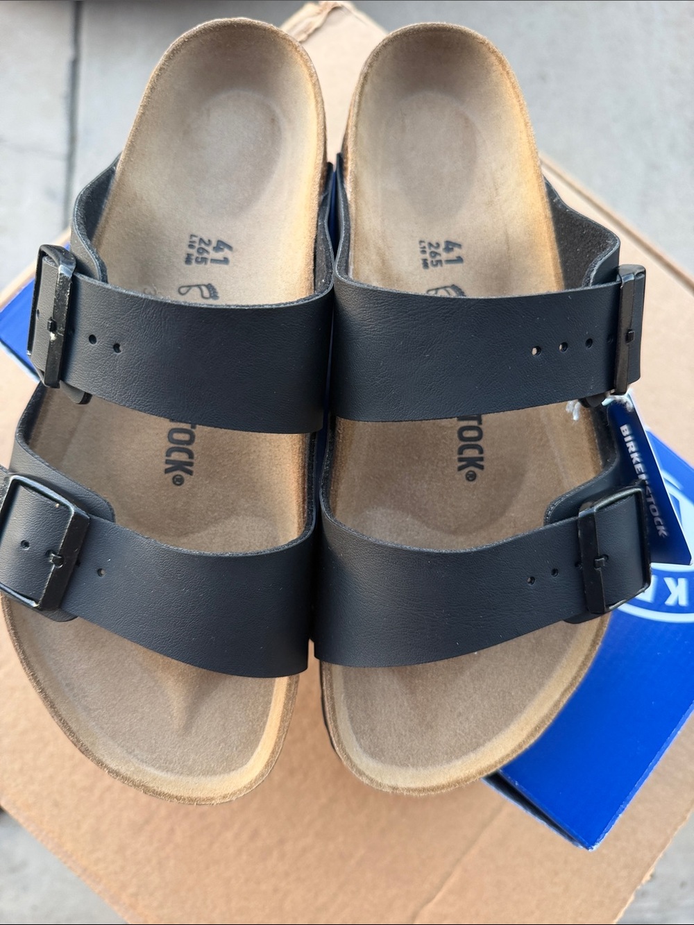 Birkenstock Kids Arizona Sandals in Black/ White / Dark Brown